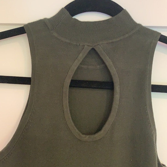 NWT Olive Green Cutout Keyhole Back Turtle Dress - Picture 2 of 5